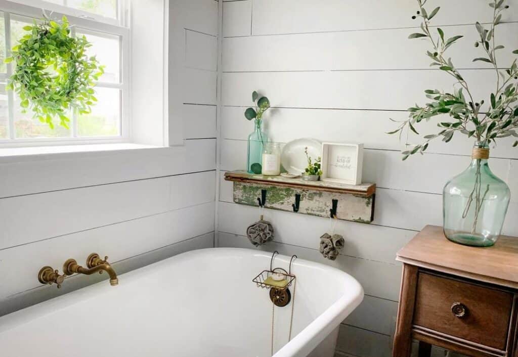 Galvanized Wash Tub With Shelves - Wall Hanging Shelf - Farmhouse