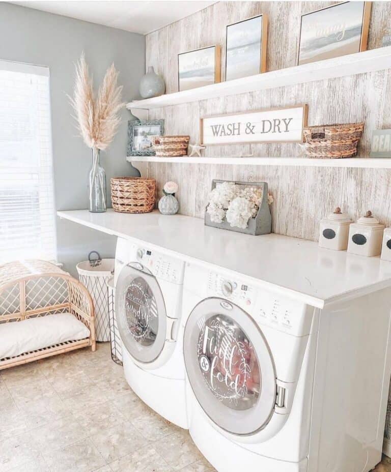 Laundry Room with Light Blue and Beige Decor - Soul & Lane