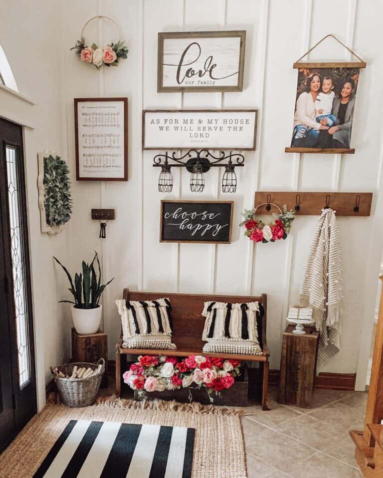 DIY Board and Batten Entryway Wall with Beadboard - Our Ivy Farmhouse