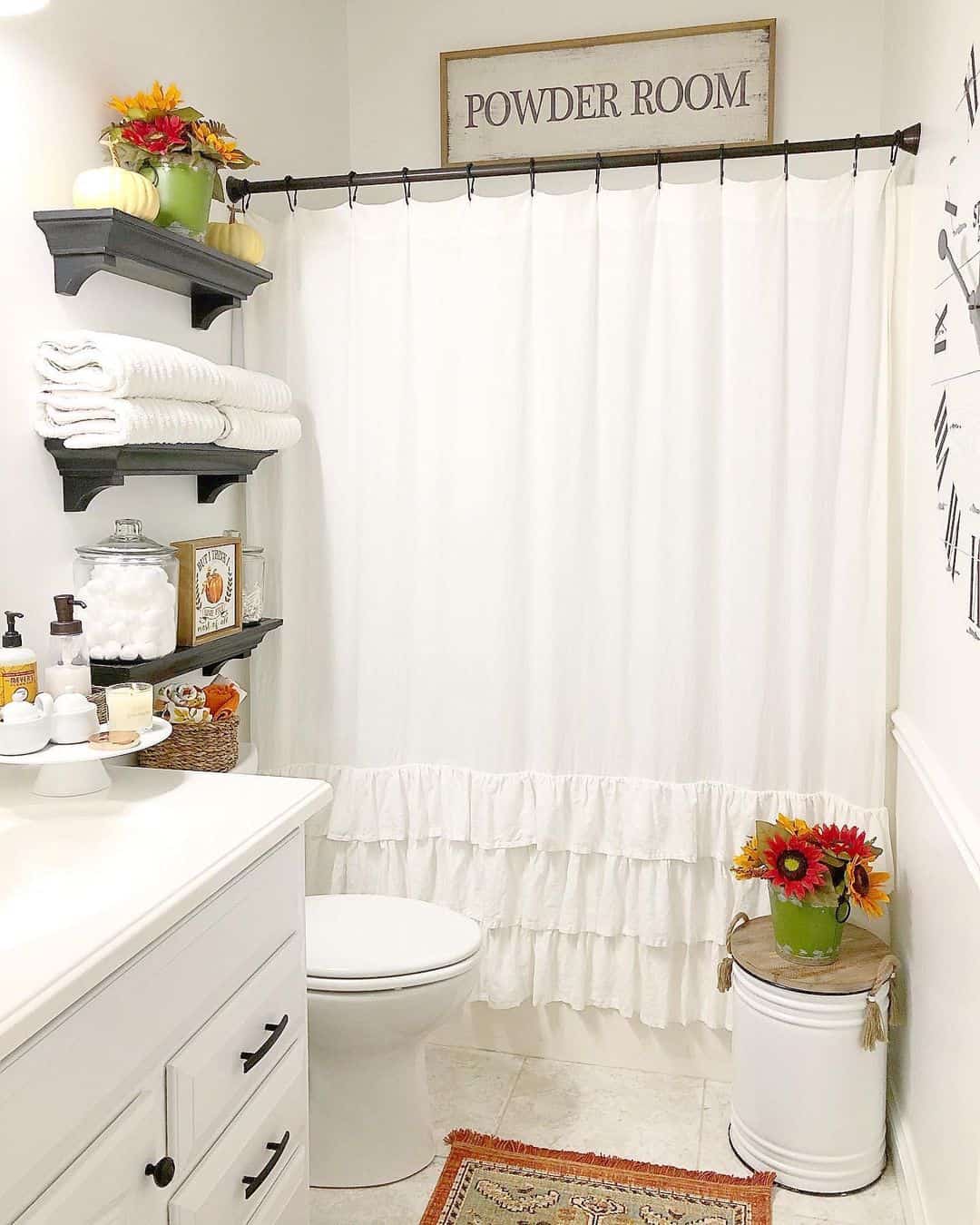 34 Shower Curtains for White Bathrooms to Sprinkle Color