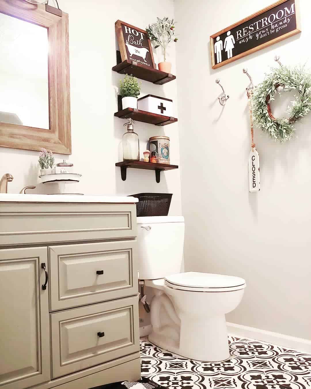 Wood Accents With a Grey Bathroom Cabinet - Soul & Lane