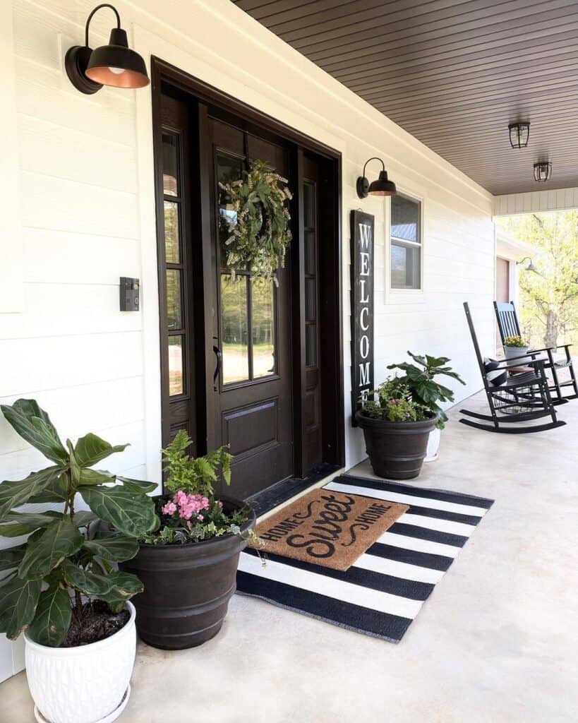 Black and White Front Door Planters
