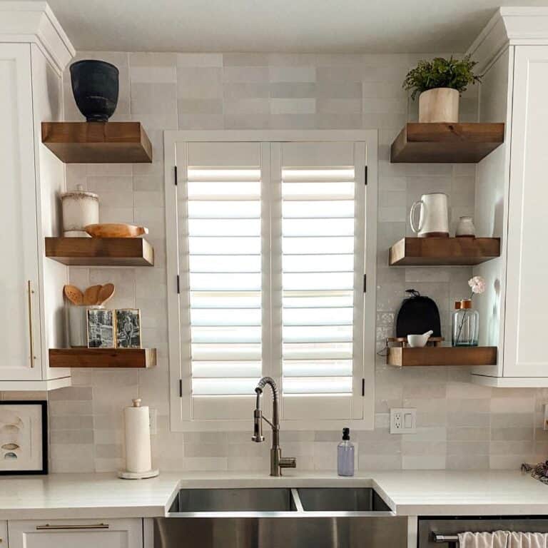 Floating Shelf Kitchen With Tile Backsplash - Soul & Lane