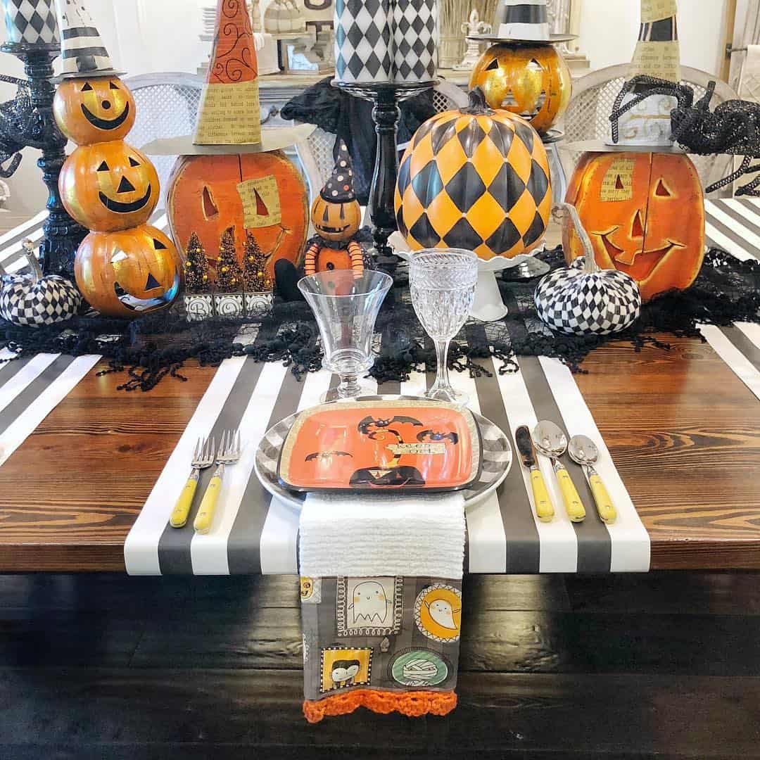 Table With Black, White, and Orange Halloween Pumpkins - Soul & Lane