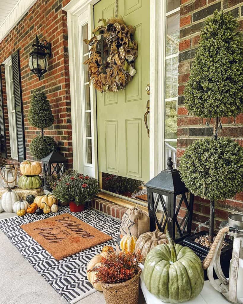 Winter Squash Decor and a Light Green Front Door - Soul & Lane