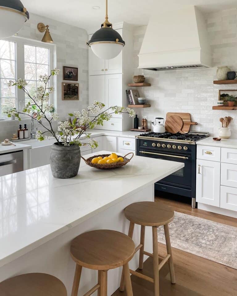 White Cabinets and a Black Stove - Soul & Lane