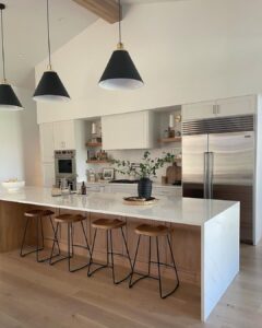 White Kitchen Cabinet For Stainless Fridge 240x300 