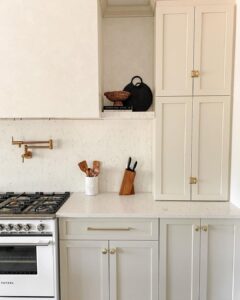 Cream Beige Kitchen Cabinets With Gold Hardware 240x300 