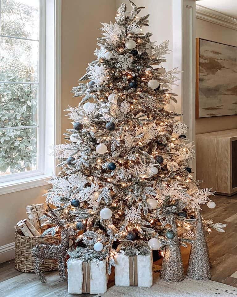 Glittering Christmas Tree with White, Black, and Silver Decor - Soul & Lane