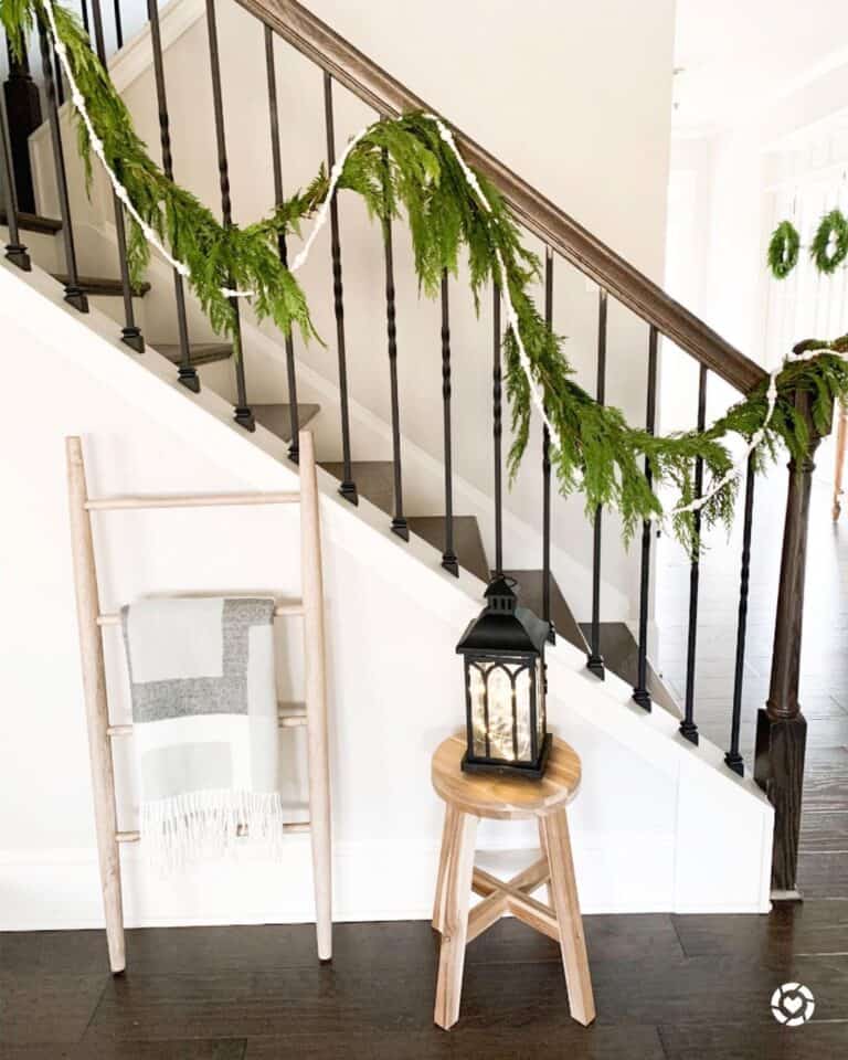Staircase with White Stair Skirt Board Trim