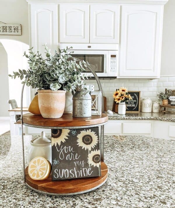 Tiered Wood Tray With Sunflower Decor 600x714 