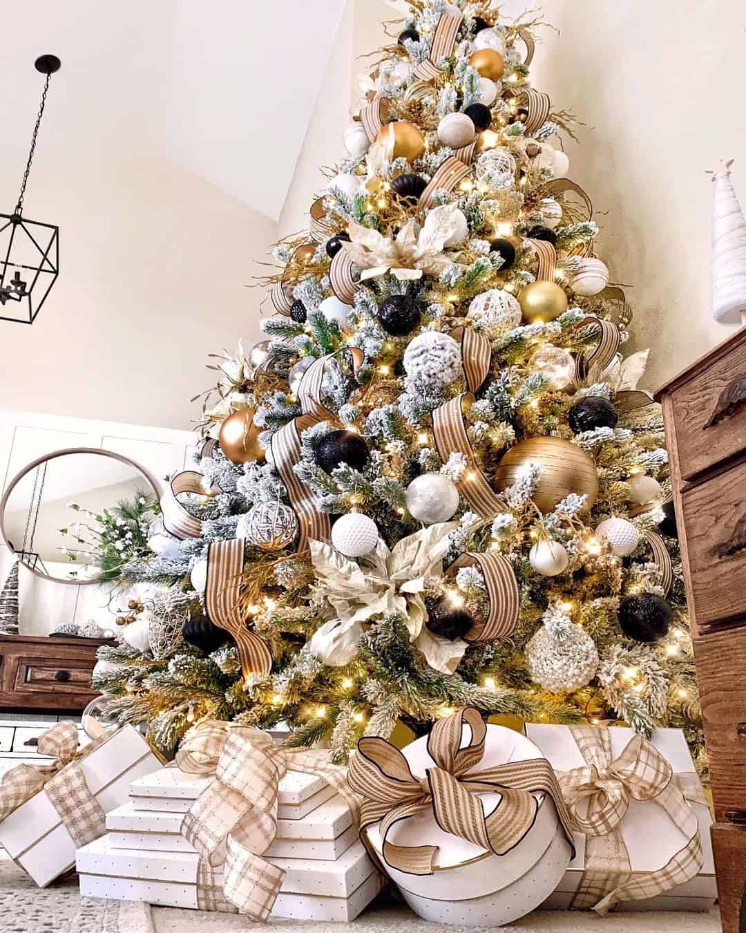 Towering White, Gold, and Black Christmas Tree - Soul & Lane