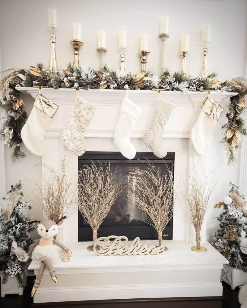 Gold and White Festive Fireplace - Soul & Lane