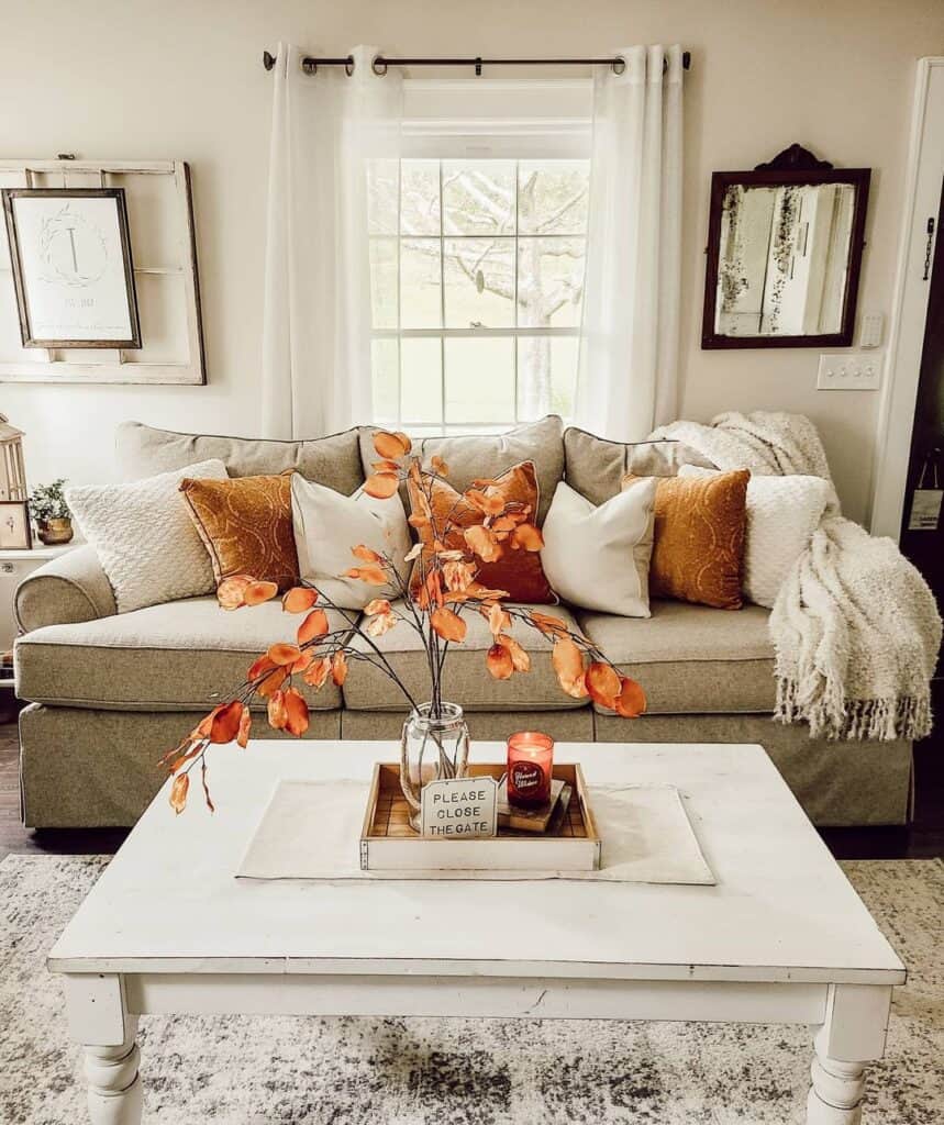 Neutral Living Room With Burnt Orange Fall Accents 859x1024 