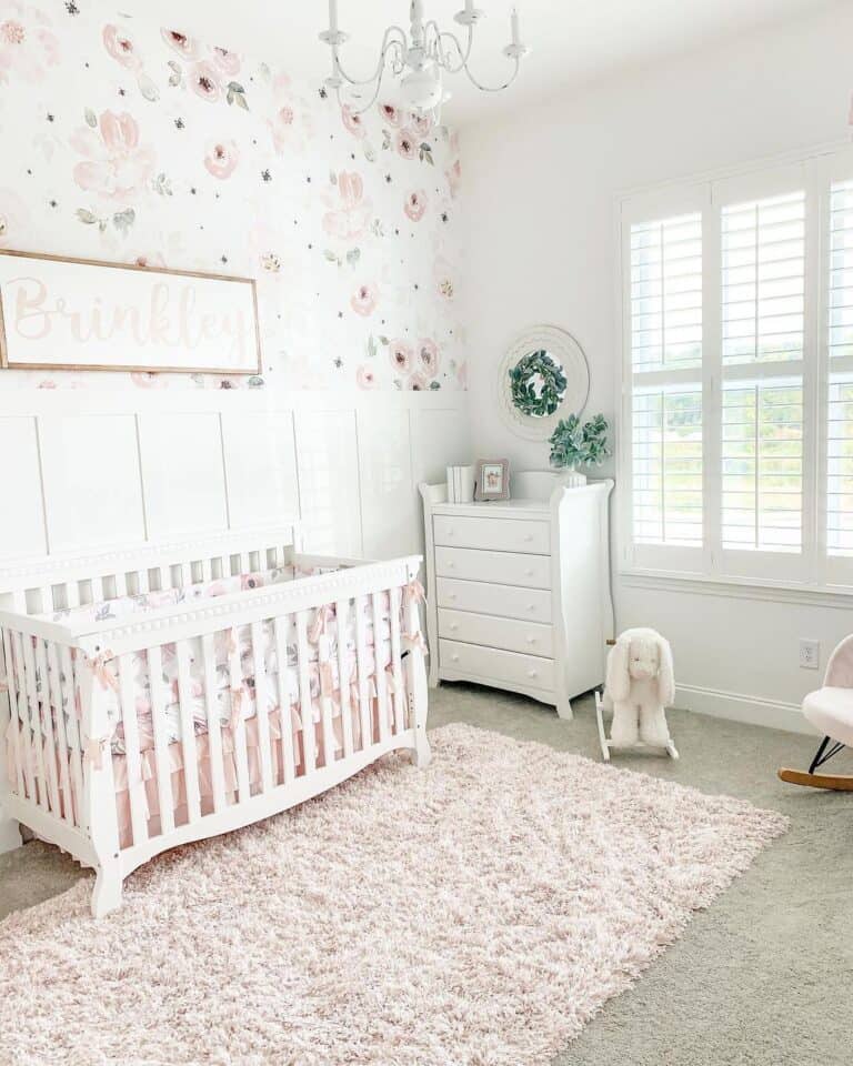Premium Vector  Newborn baby girl cute balloon and pink clouds background nursery  girl wallpaper design template