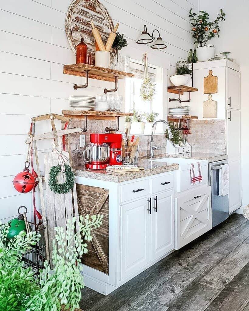 Red Kitchen Accessories in a Rustic Kitchen - Soul & Lane