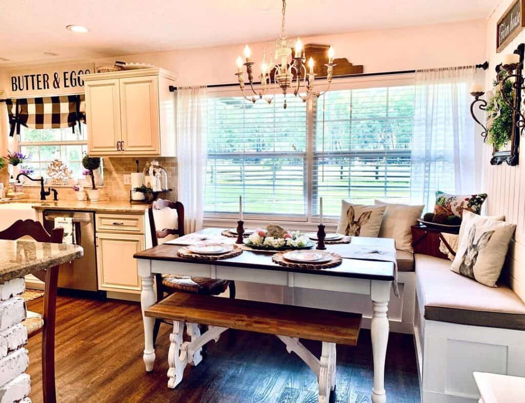 Rustic Farmhouse Kitchen With Window Bench Seat 1024x786 