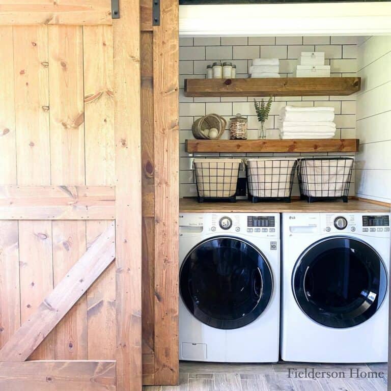 Floating Shelves in Compact Laundry Room - Soul & Lane