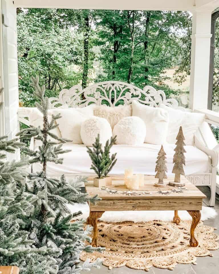 Neutral Boho Winter Décor For Outdoor Seating Area