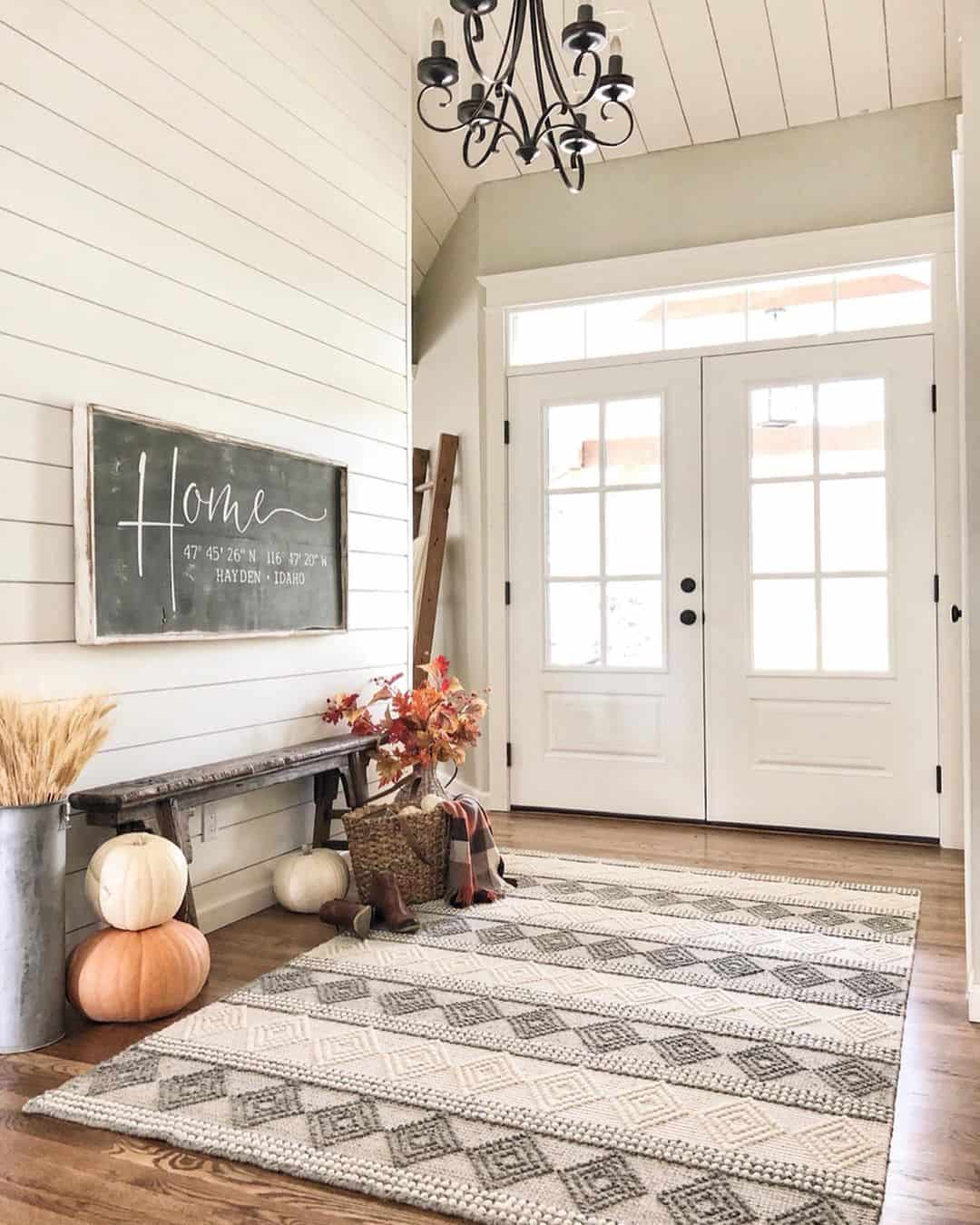 White Entryway with Black and Pumpkin Décor - Soul & Lane
