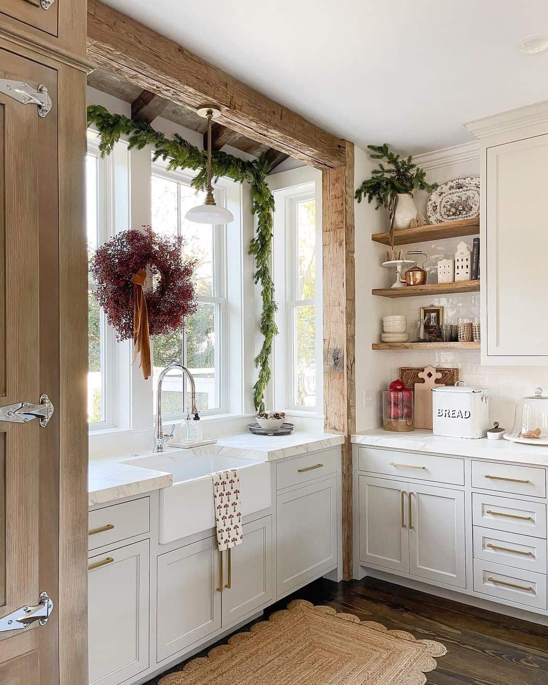 Beautiful White and Wood Christmas Kitchen - Soul & Lane