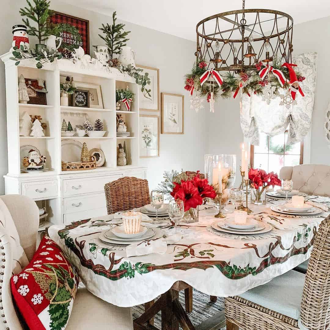 Chandelier Christmas Décor Over Dining Table - Soul & Lane