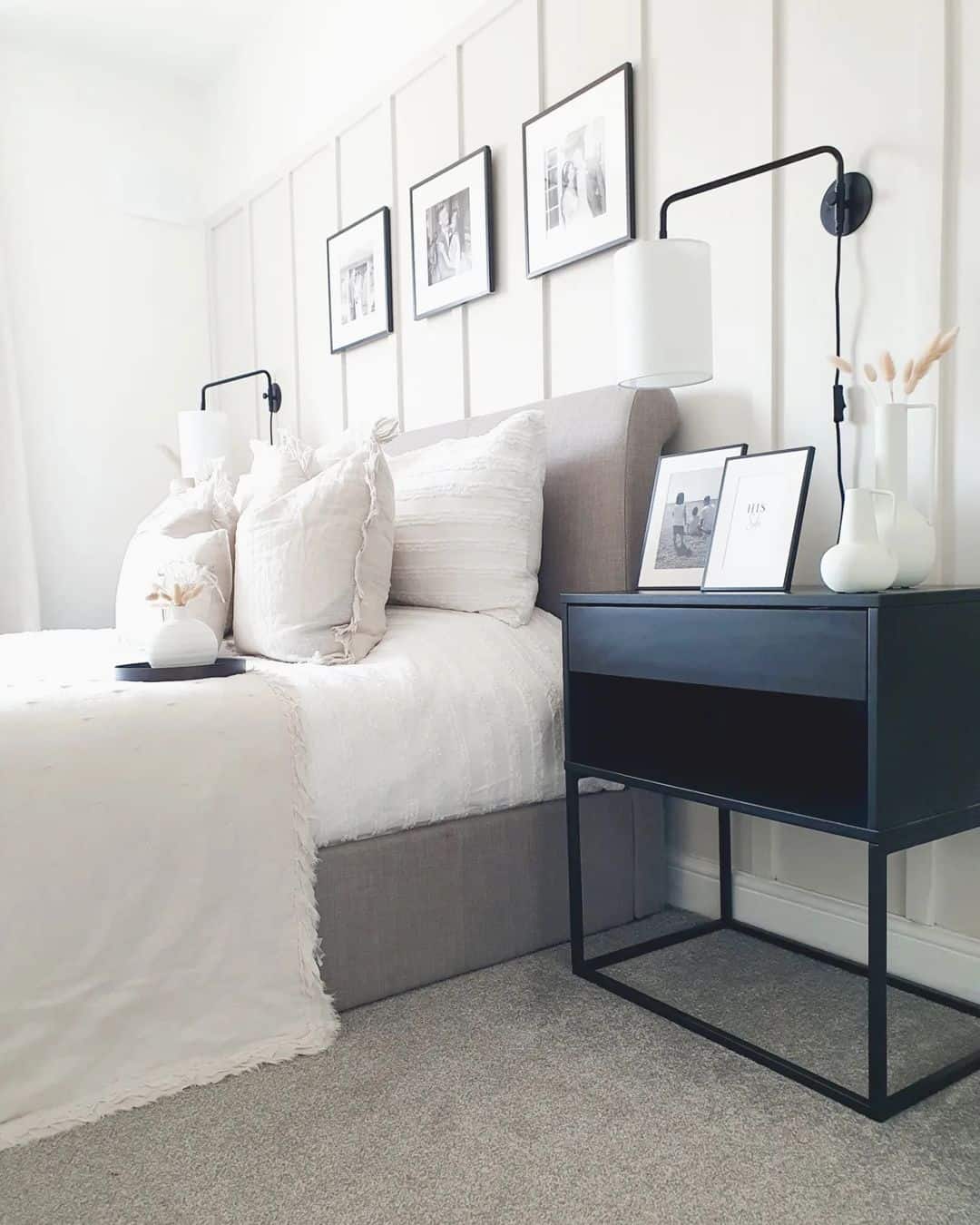 Contrasting Nightstand Ideas for a Bright White Bedroom - Soul & Lane