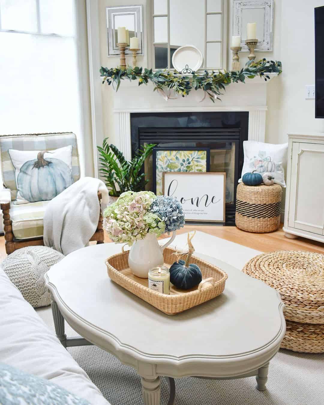 Fireplace Seating in White and Blue - Soul & Lane