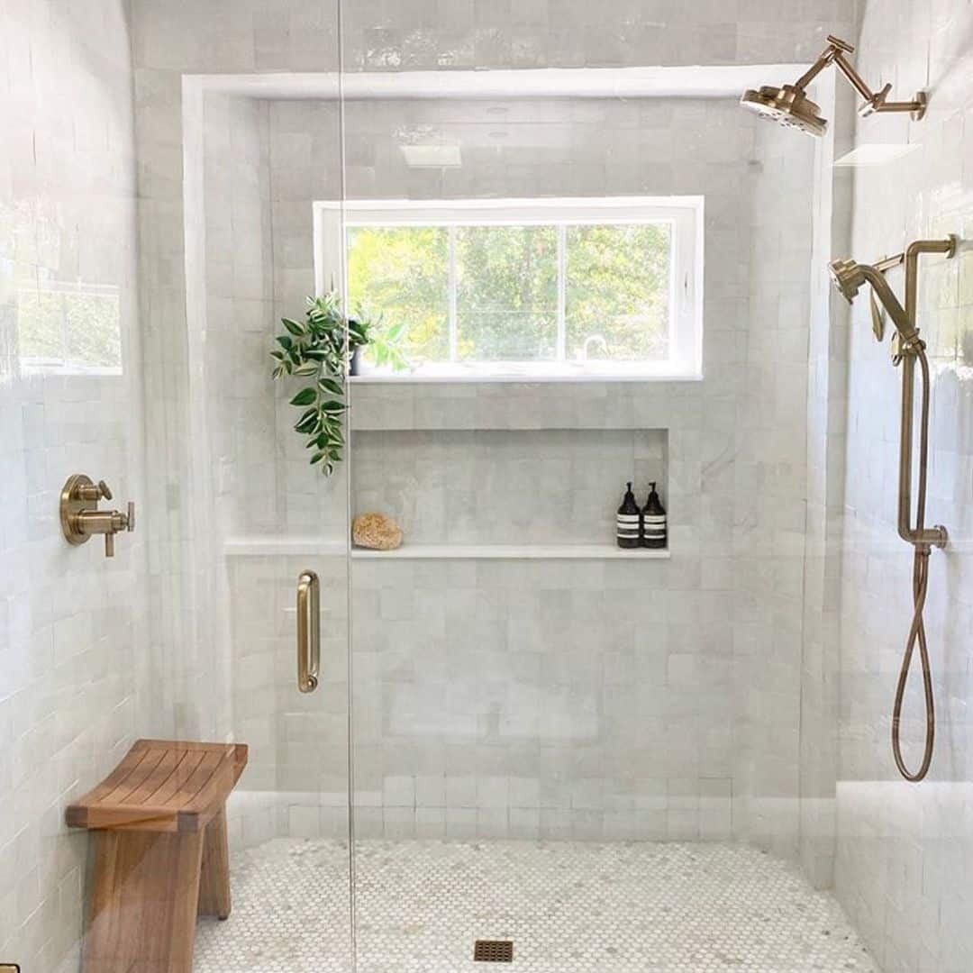 Shower Niche Shelf Pure White Stone Tile