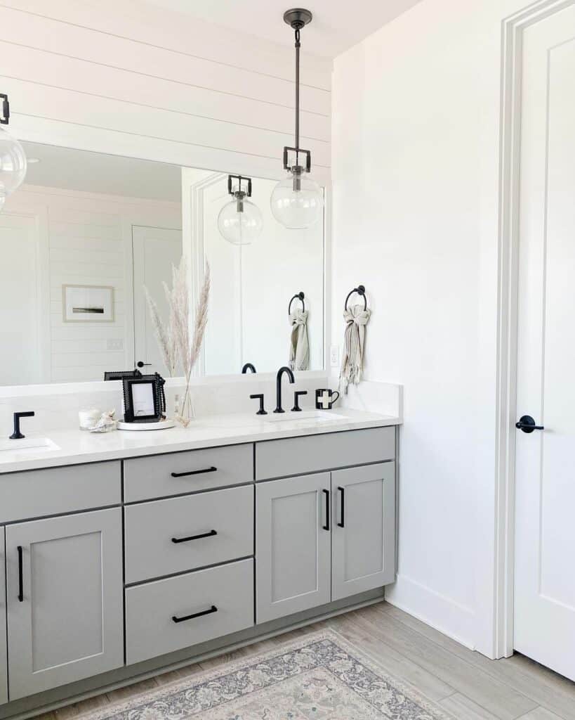 Modern Farmhouse Bathroom Designs in Grey and White - Soul & Lane
