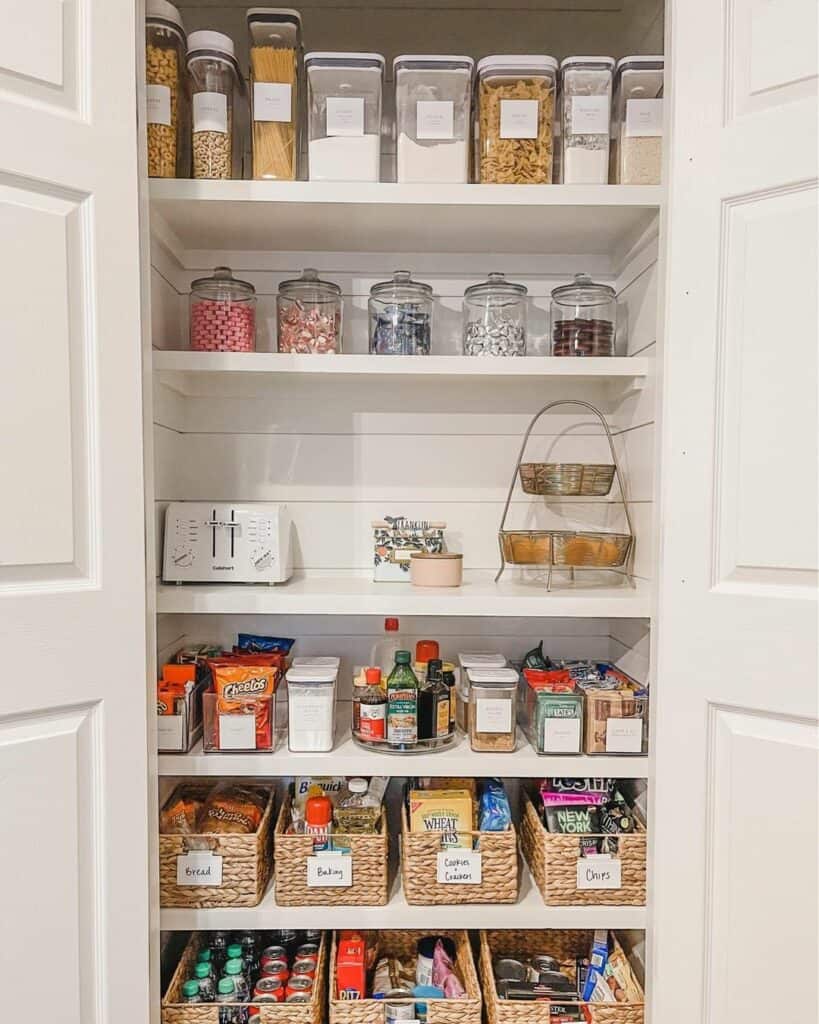 Shiplap Pantry with Colorful and Organized Shelves - Soul & Lane