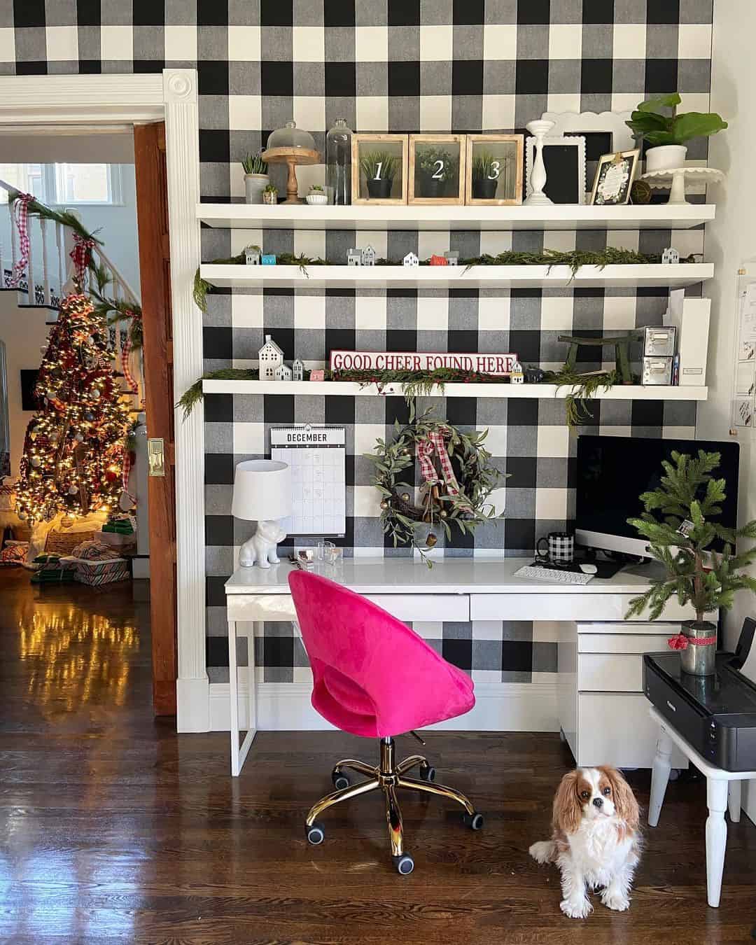 https://www.soulandlane.com/wp-content/uploads/2023/02/Black-and-White-Buffalo-Plaid-Home-Office-With-Pink-Accents.jpg