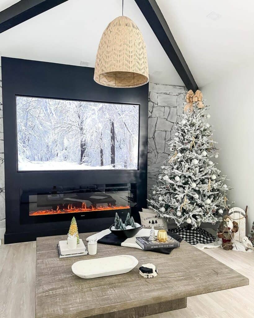 Bold TV Wall Includes Fireplace