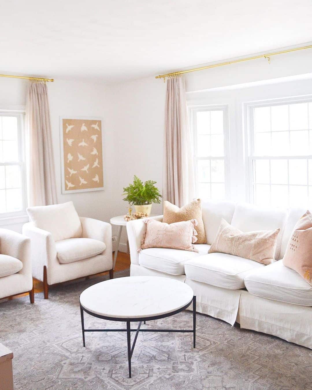 Cozy Ivory Living Room With Cream Colored Chairs - Soul & Lane