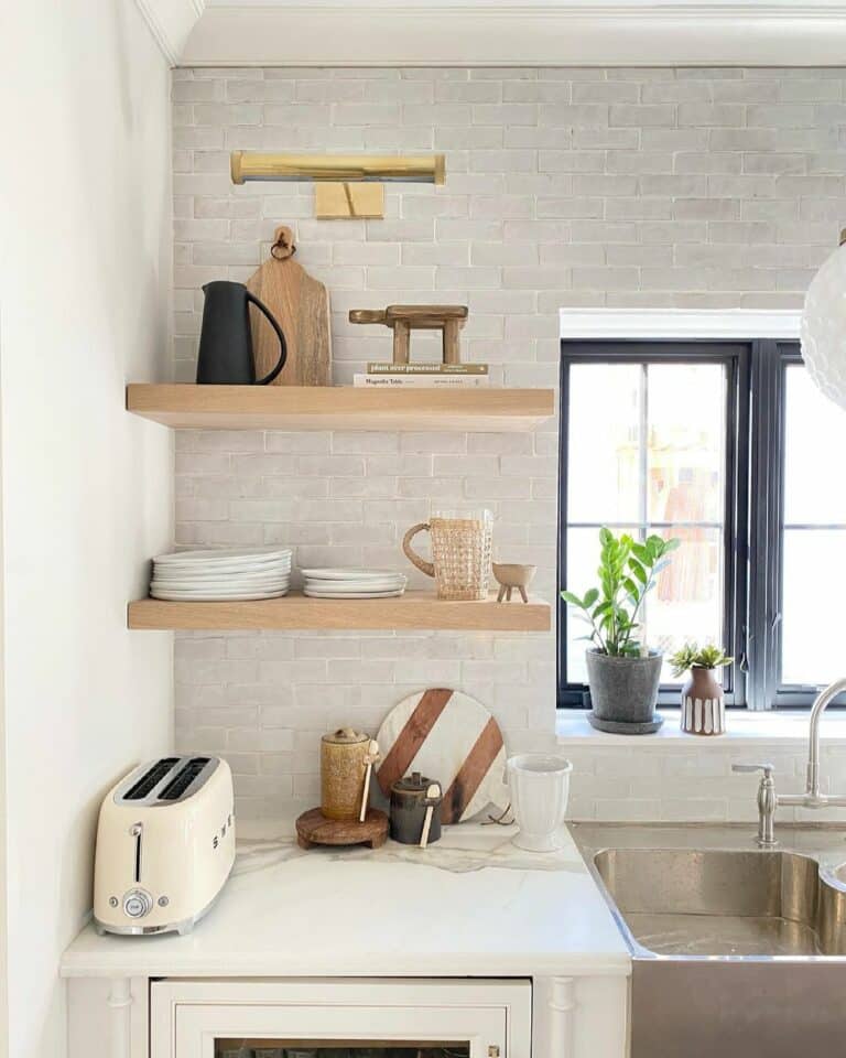 Open Shelving Kitchen With Light Wood Shelves 768x960 