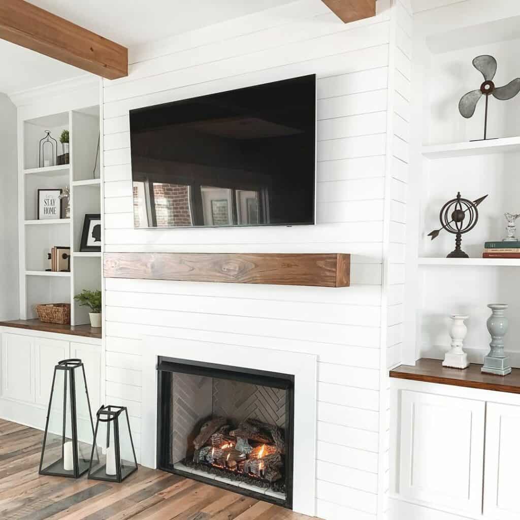 Shiplap Wall With Recessed Shelves