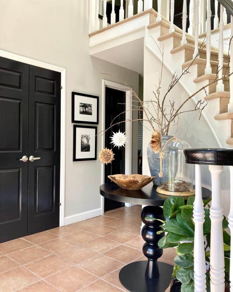 Entryway With Black Doors And White Trim 768x960 