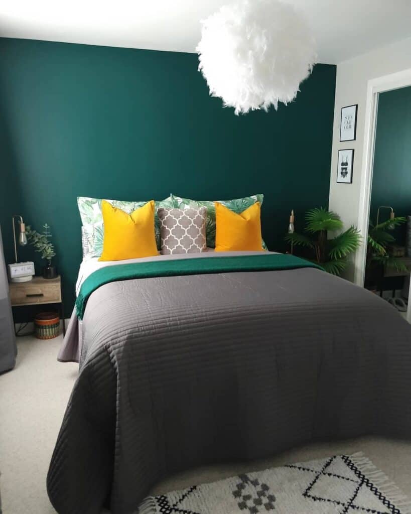 Evergreen Accent Wall Small Master Bedroom Ideas - Soul & Lane