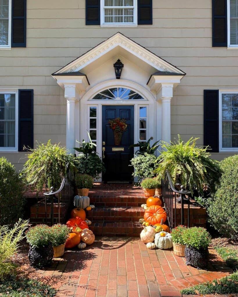 Fall-inspired Porch With Black Transom Door - Soul & Lane