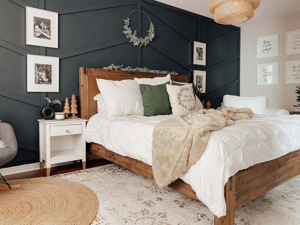 Large Master Bedroom With Black Accent Wall - Soul & Lane
