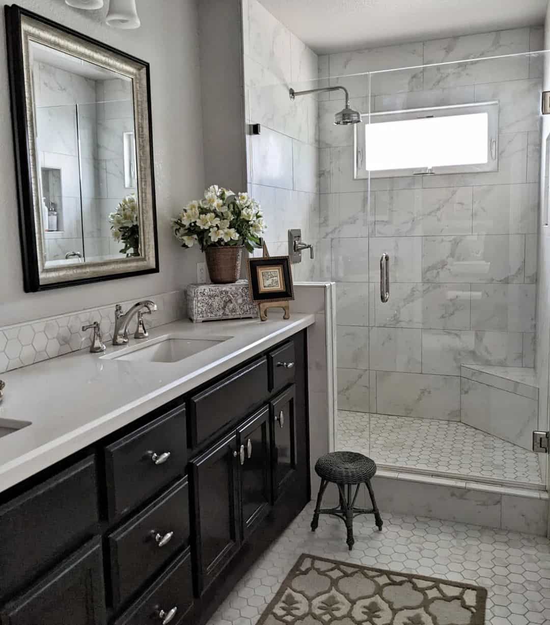 Mixed Marble Tiling for a Bathroom Shower - Soul & Lane