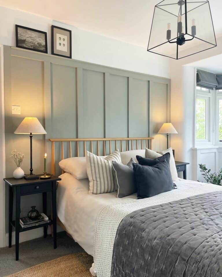 Sage Green Bedroom With Gray-toned Bedding - Soul & Lane