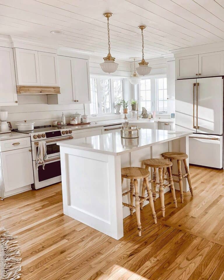 White Kitchen Island With Gold Fixtures - Soul & Lane