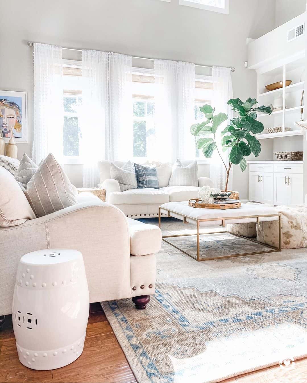 White Living Room With Sheer Day Curtains - Soul & Lane