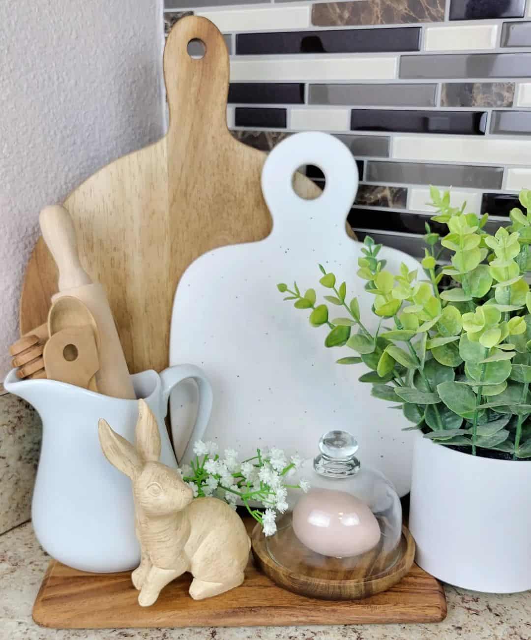 Cute Rabbits Dish Drying Mat, Cute Bunny Kitchen Counter Decor