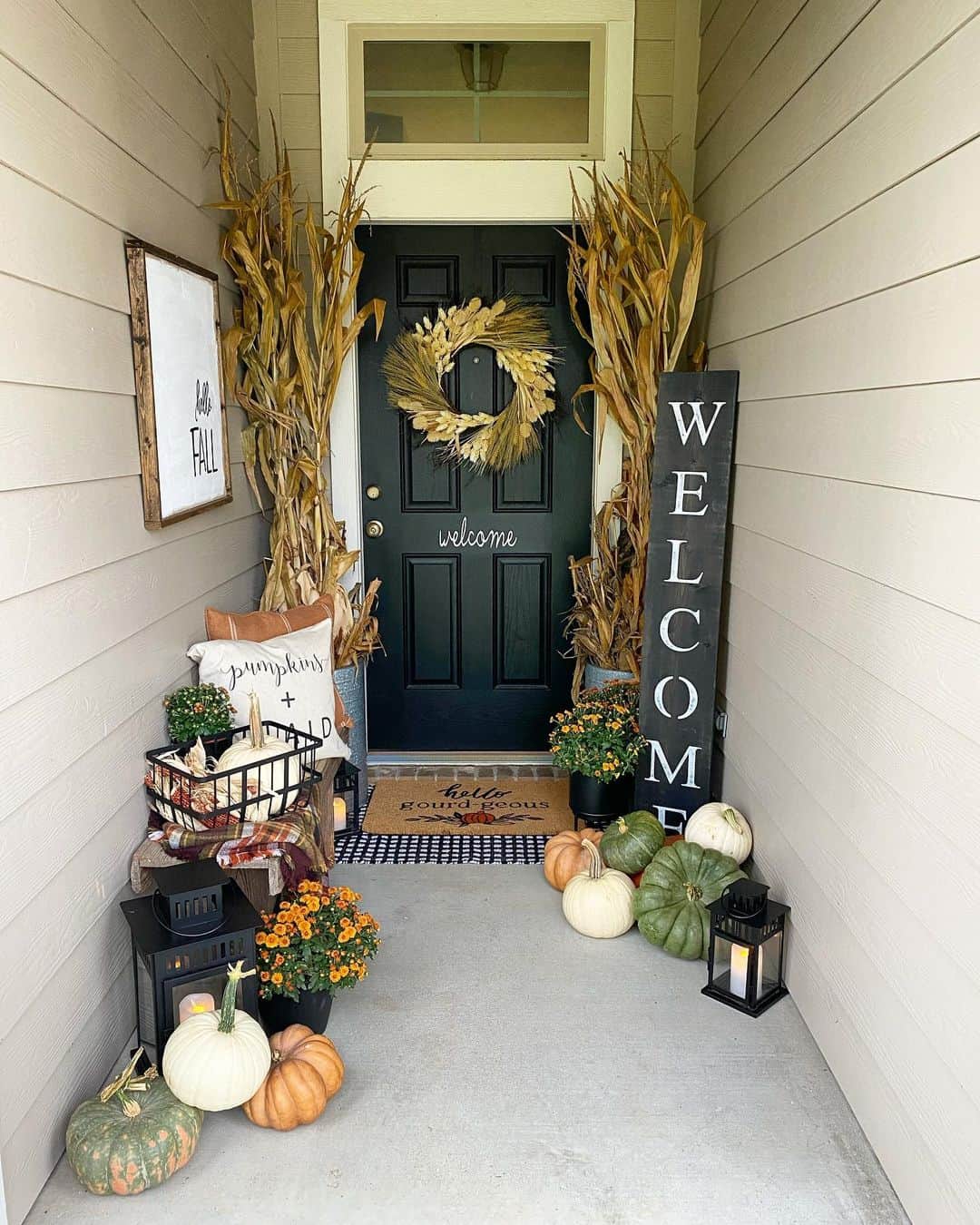 Farmhouse Fall Porch With Welcome Signs - Soul & Lane