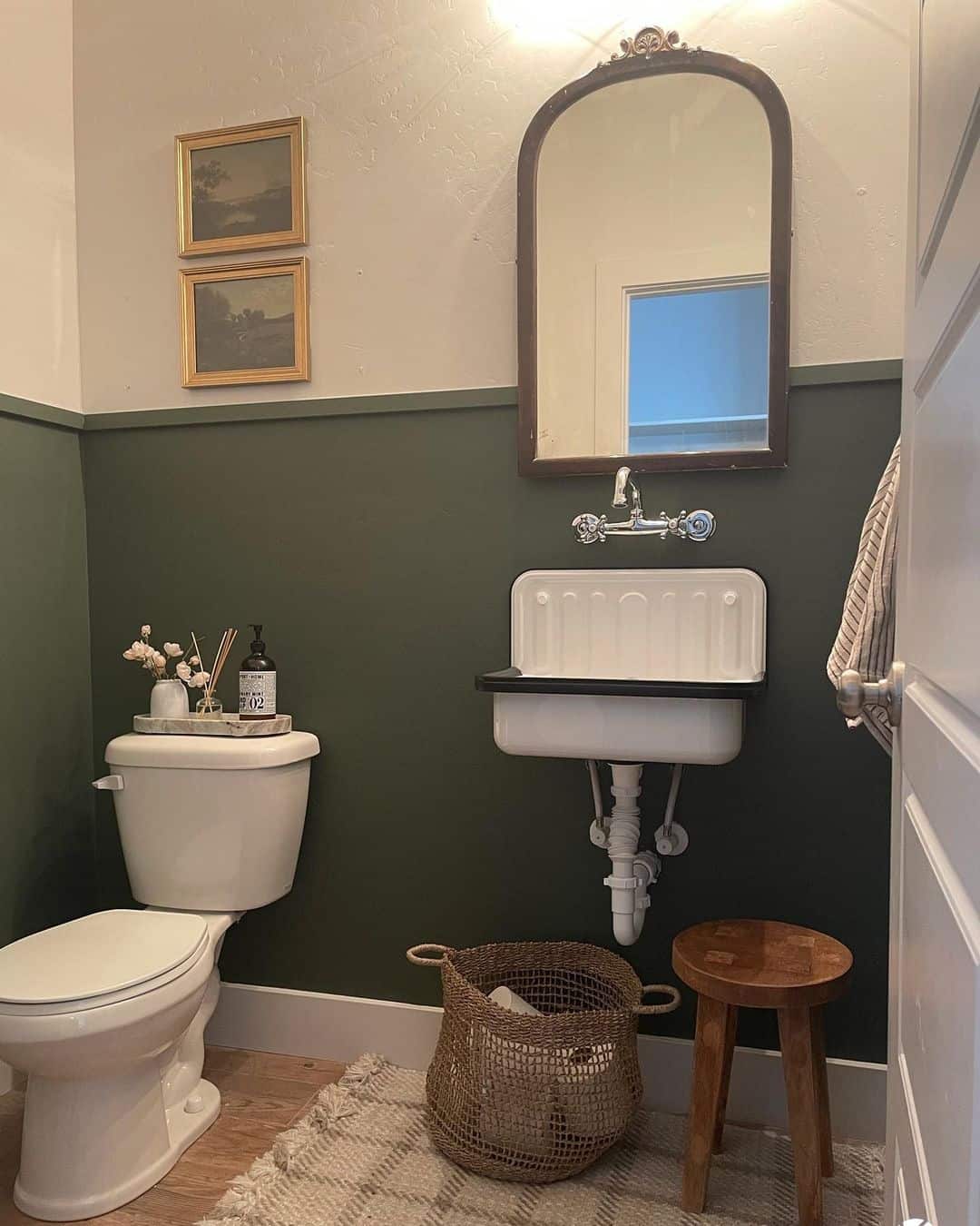 Country Bath With Green Half-wall - Soul & Lane