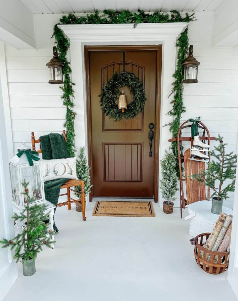 White Porch With Vintage Wood Sled - Soul & Lane