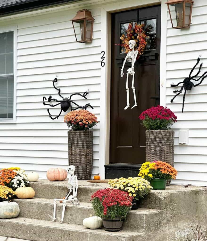 White Farmhouse Porch With Skeleton Décor - Soul & Lane