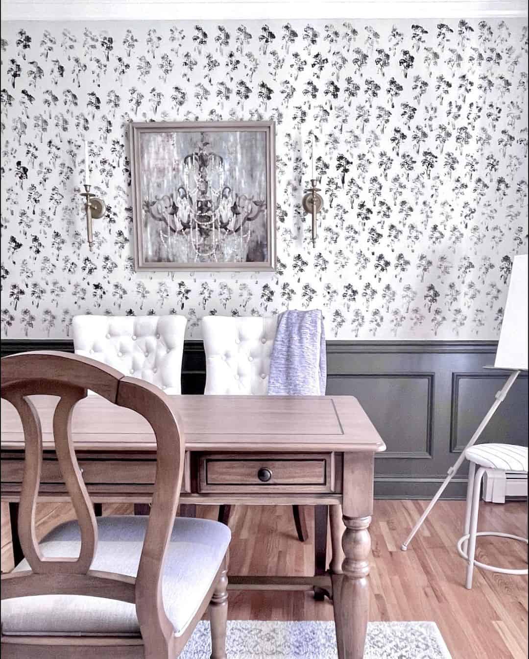 Victorian Style Office With Stamped Wall 
